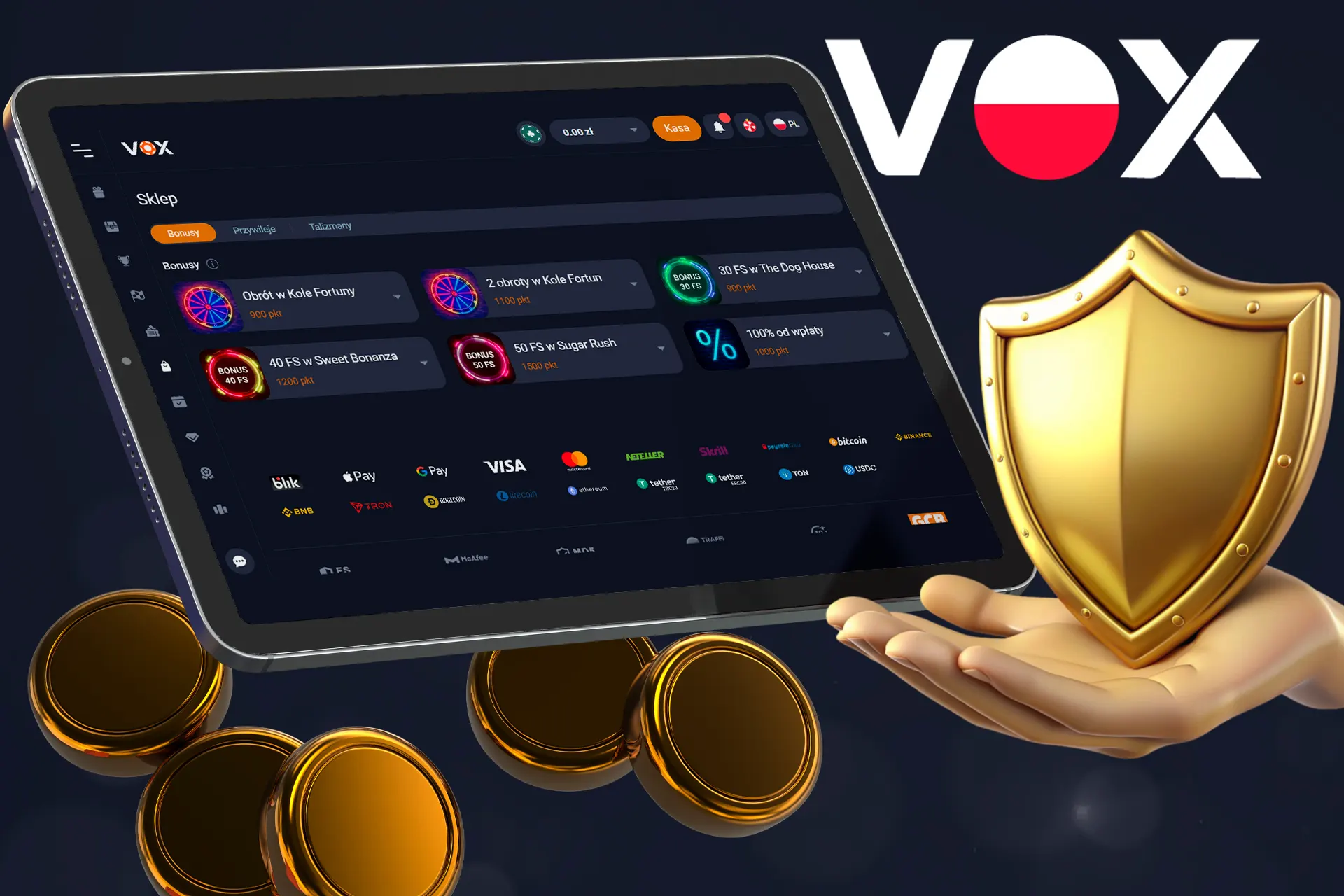 Casino Vox gwarantuje bezpieczne i uczciwe warunki wymiany punktów na bonusy